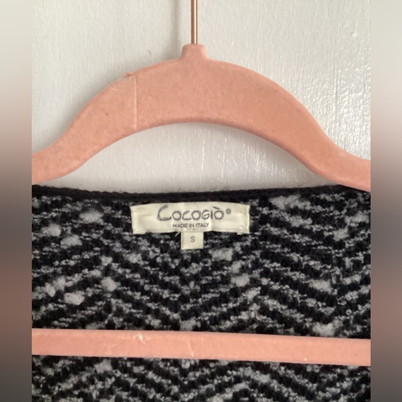 Cocogio Sweater Womens S Gray Black Knit Open Front Wool Blend Cardigan - Picture 3 of 8